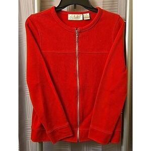 Vintage All‎ Points Womens Red Zip Up Cardigan Sweater Small